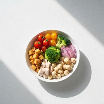 Assiette équilibrée avec diverses catégories d'aliments