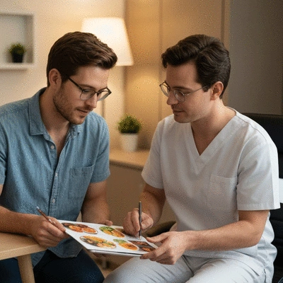 Nutritionist consulting with a patient about their dietary needs during cancer treatment