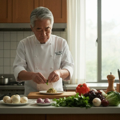Hands holding a meal plan and fresh, healthy ingredients on a kitchen counter