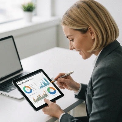 Person analyzing financial graphs related to health savings