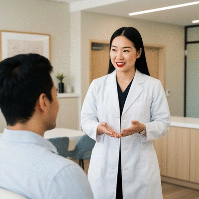 Diététicienne-nutritionniste expliquant un plan alimentaire à une patiente