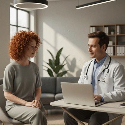 Personne discutant de problèmes digestifs avec un professionnel de la santé