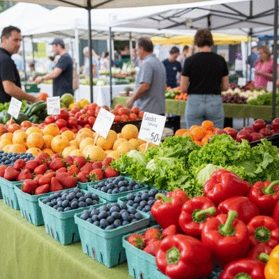 Fresh local produce in a vibrant market setting